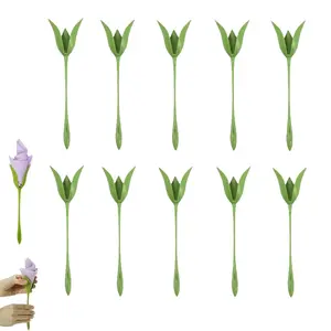 Set of 10/20/30 rose napkin holders, origami flower tools, made of ABS, green, suitable for romantic wedding table settings and party decorations