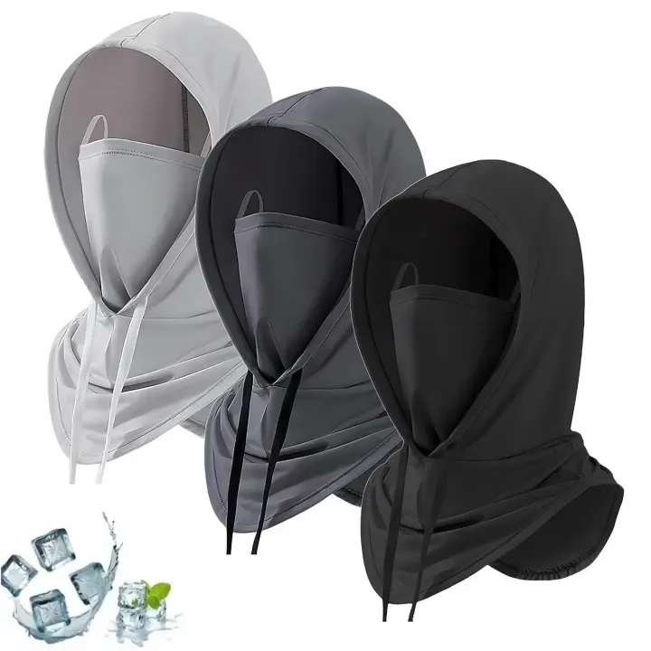 Ice Silk Neck Gaiter Face Masks (3-Pack), Cooling Balaclava Headwear with UV Protection, Adjustable Men's Accessories for Running & Cycling, Motorcycle Mask, Built For Cycling, Fishing, Hiking, Wind & Dust Guard, Machine Washable For Easy Upkeep