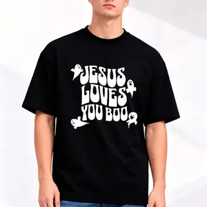 Christian Halloween Shirt, Jesus Loves You Tshirt, Religious Fall T-Shirt,Cute Ghost Tee Funny God T, Boo Shirt Shirt Round Neck