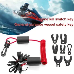 Universal Boat Safety Lanyard with Seven Safety Keys and Key Ring, Floats on Water, Yamaha Water Scooter, Personal Boats, Outboard Motor