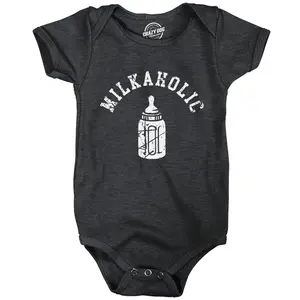 Milkaholic Baby Bodysuit Funny Milk Drinking Addict Joke Jumper for Infants Funny Baby Onesies Funny Sarcastic Onesie Novelty Onesie Black -