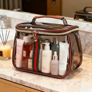 Waterproof Transparent Makeup Storage Bag! Vintage Large Capacity + Wide Handle - Perfect Luxury Gift for Toiletries & Cosmetics