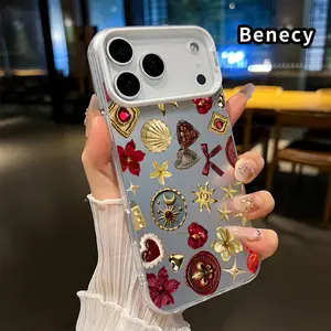 Treasure Ornament Array Pattern Phone Case for iPhone 17 16 15 14 Pro Max 13 12 11 XR XS Plus Air E Shockproof Non Slip Military-Grade Protection Slim Cover Cellphone Protective