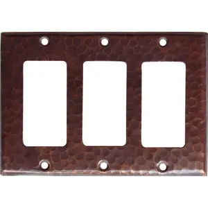 Triple Decora Hammered Copper Switch Plate