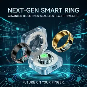 KGG Smart Ring, LED Display Screen Gesture Sweep Video Stainless Steel Ring, 5ATM Waterproof Fitness Tracker Ring