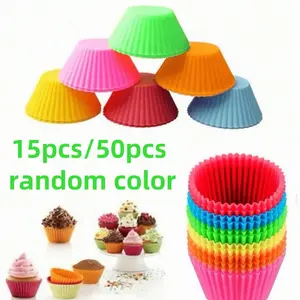 Reusable Silicone Cake Liners, Random Colors, Rectangular Square Round Muffin Cups, Basic Baking Tools, Kitchen Gadgets, Home Cooking Supplies