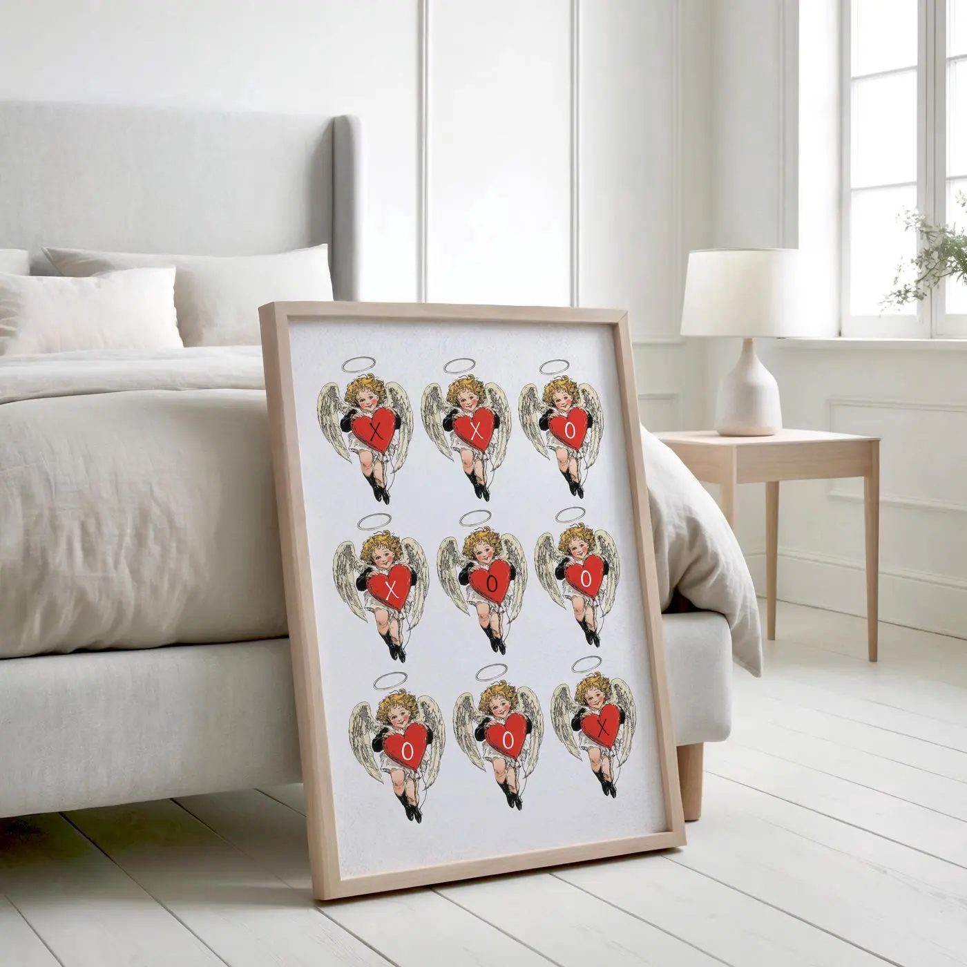 XOXO Angel Game Printable Wall Art, Preppy Print, Cute Valentines Day Decor, Trendy Girly Poster, Love Wall Art, Hearts Print, Cupid Prints