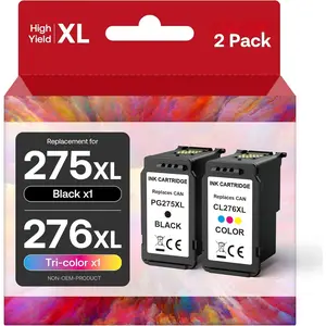 PG-275XL CL-276XL Ink Replacement for  275 and 276 Ink Cartridges Remanufactured 275 276 XL Ink Work with TS3722 TR4720 TS3700 TR4700 TS3522 TR4722 TS3500 TS3720 TS3700 TS3520 TR4723 Printers