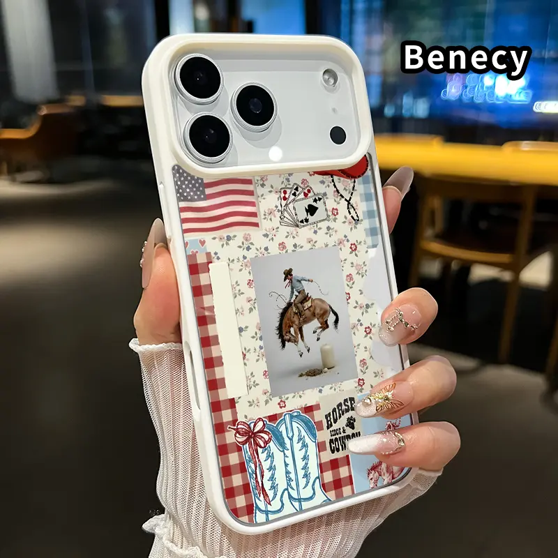 Magnetic Phone Case Supports Wireless Charging Case for iPhone 17 16  Pro Max Plus 15 14 13 12 11 Air E Cowboy Dreamscape Pattern Non-Yellowing Shockproof Clear Slim Protective Softcase Transparent Acrylic Cover