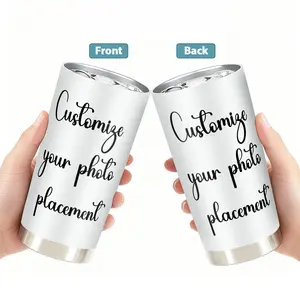 1pc Customization White 20oz Tumbler, Custom Your Photo or Logo Print, Stainless Steel Vacuum Insulated Cup, Leak-Proof Lid, Fits Most Car Cup Holders,Custom Name – Leave your name at checkout (No name = blank version)