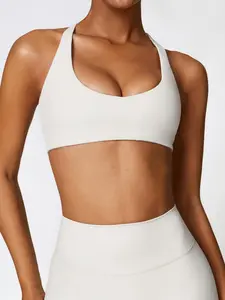 Women's Solid Wireless Sports Bra, Breathable Comfortable Sports Bra, Gym Clothes, Pickleball Tennis Bras, Ladies Sportswear for Indoor Outdoor Wear, Sports Bra for Women, Workout Clothes Women, Activewear, Yoga Bra