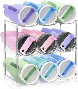【Holiday Deal】Water Bottle Organizer for Stanley 40oz Tumbler - Stackable Water Bottle Holder and Tumbler Organizer for Cabinet Kitchen Organization and Storage for Stanley Cup Accessories, Wine Rack, 3Pack