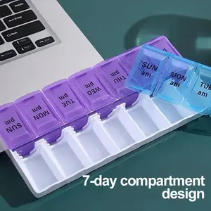 14-Grid Pill Storage Box, Portable Large-Capacity Pill Organizer with Secure Lids, Daily Medicine Organizer for Healthcare Vitamins, Supplements and Medications, Ideal for Home, Travel and On-the-Go Use