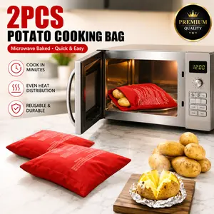 2PCS Microwave Potato Cooking Bag Fast Baked Potato Cooker Reusable Quick Steam Baking Pouch for Microwave Oven Kitchen Tool