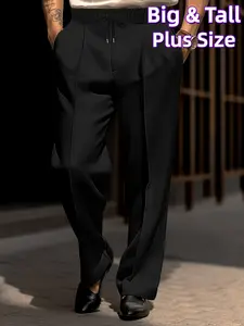 New Autumn and Winter, Men'S Plus Size Formal & Business Pants - Big and Tall Stretch Dress Slacks, Solid color Drawstring Straight-Leg Office Trousers, Adjustable Pants, straight-leg Lounge pants, Formal Attire, for Formal Events