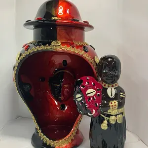 Casita de Elegua Eshu House Santeria Palo Ifa Osha Santo Decor Ornaments - Ceramic Home Decor with Elegua Figures and Red Element
