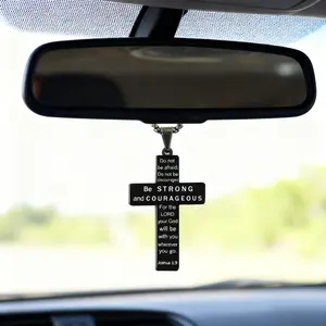 Cross Faith Necklace, Car Interior Decoration Rearview Mirror, Universal Motorcycle Accessories, Applicable to Motorcycles, SUVs, and Various Vehicle Models of Universal Decorative Car Stickers. Made of Waterproof Stainless