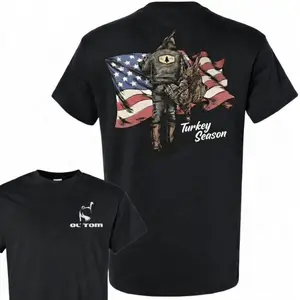 American Turkey Hunting Camo T-Shirt, Turkey Season, 4th of July Patriotic Wild Turkey Hunter Shirt, USA Flag Turkey Season, Gobbler Tee, Camo Shirt 4th Of July Gift