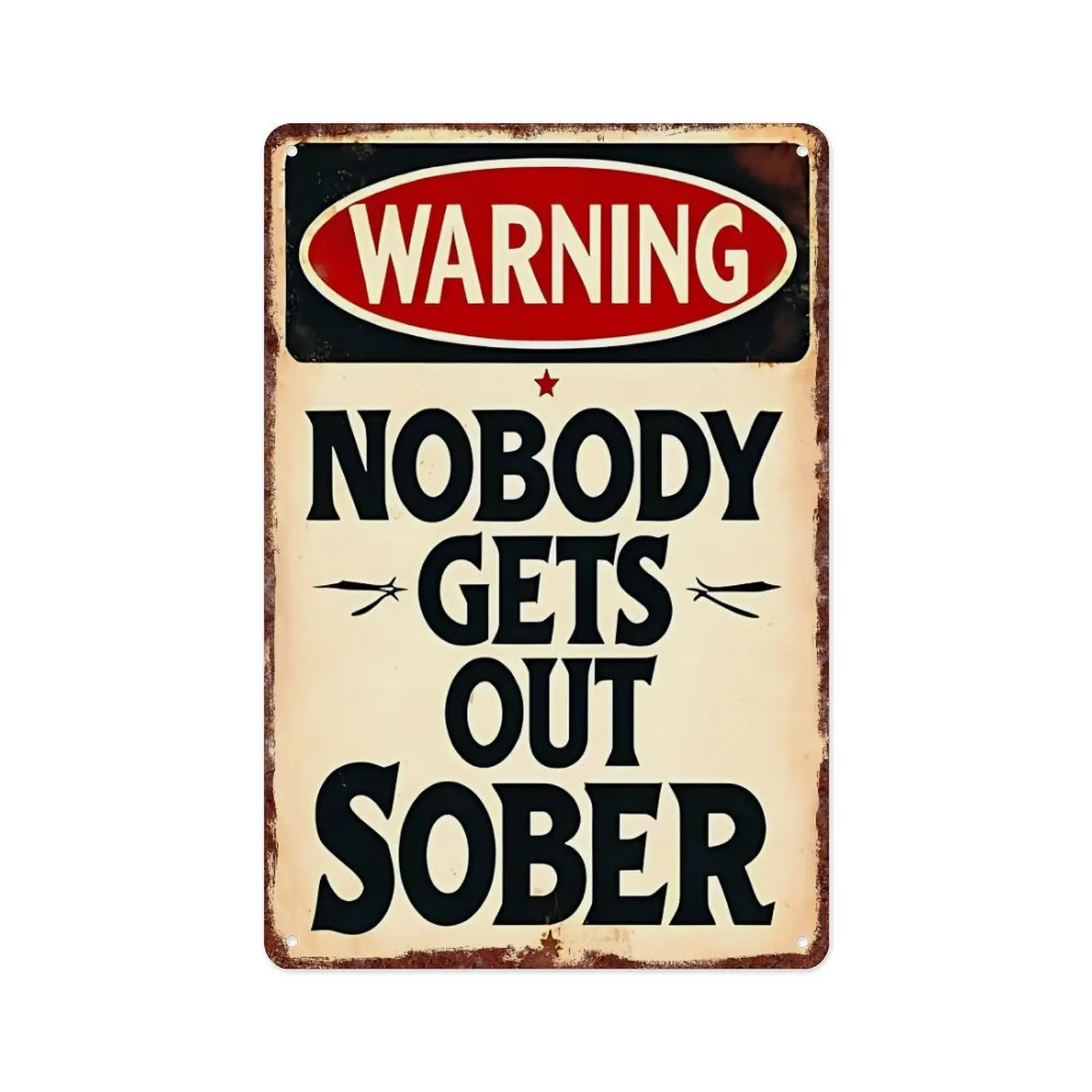 12x8 in Bold Aluminium Metal Signboard - "Warning: No one can stay awake" Avant-Garde Retro Wall Art Decor, Statement Plaque for Bars, Pubs