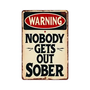 1 avant-garde retro metal signboard "Warning: No one can stay awake" -12x8 inch bold wall decoration, suitable for bars, pubs, and gentlemen's secret rooms - perfect for lively places and parties, metal wall decoration artwork
