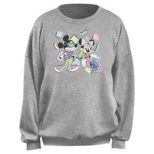 Junior's Mickey & Friends Retro 80s Minnie and Mickey Sweatshirt