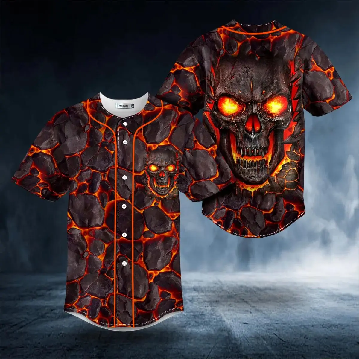 Red Ripped Ghost Hands Corpses Fire Skull Baseball Jersey Jersey Shirt