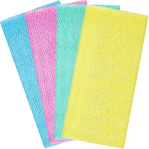 4 Pieces Exfoliating Washcloth Towel Japanese Washcloth African Sponge Skin Bath Wash Towel Korean Loofah Bath Cloth Shower for Body 35 Inches (Multicolor)