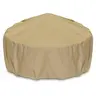212 MAIN 48 in. Khaki Heavyweight Poly-Tuf Synthetic Fire Pit Cover with Coordinating Covers - Thick Double-Stitched, PVC-Lined Outdoor Protector, UV Guard, Moisture Guard, Adjustable Cloth Tie Fasteners for Yards, Decks
