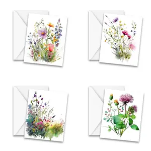 NOTECARDS, Assorted Watercolor Flowers Greeting Card Set, Stationery, Wildflower cards, blank notecard, card assortment, Birthday, Variety