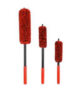 SEAMETAL Wheel Detailing Brush Microfiber Bendable Wool Style Cleaning Tools for Car Rim - Red