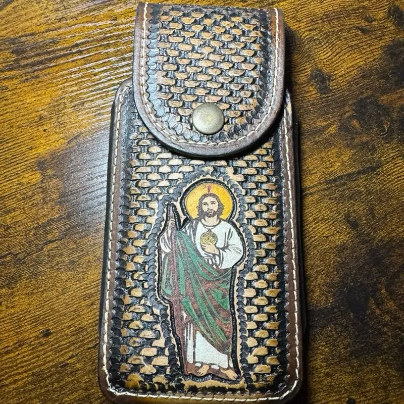 Western Leather Cellphone Holster Estuche Funda - Classic Design, Durable Material, Comfortable Fit, Ideal for Mobile Use