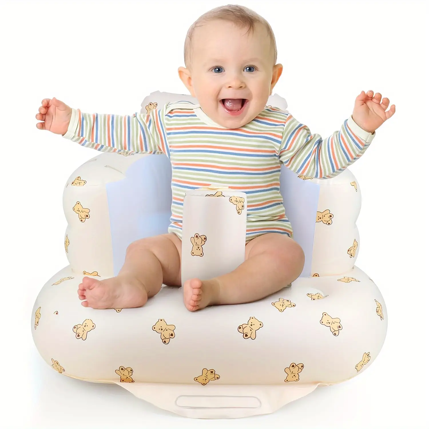 Inflatable Baby Seat for Babies 3 Months & Up, Toddler Boy Stuff, Built-in Air Pump Back Support Sofa, For Sitting Up, Shower Chair Floor Seater, Asie