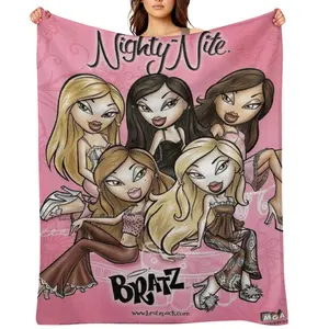 Bratz Rock Angelz Flannel Blanket Heavyweight All Season Comfort Multi Use Sofa Bed Office Decor Halloween Gift for K-Drama Fans Birthday ChristmasD910-245