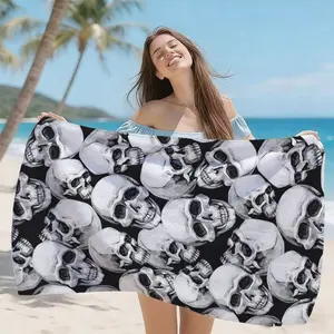 Dark Skull Print Microfiber Beach Towel, Quick-Dry Anti-Wrinkle Bath Towel, Home Decor, Camping Towel, Gift for Gothic Lovers
