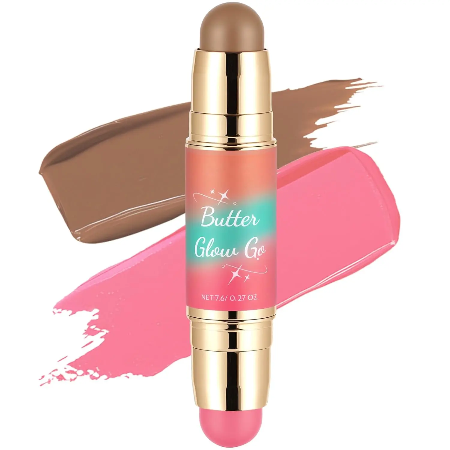 Dual-Ended Blush and Bronzer Stick – 2-in-1 Creamy Face Cheeks Contour Makeup, Smooth Hydrating Formula, Buildable Color for Natural Radiant Glow Beauty For Women Lightweight