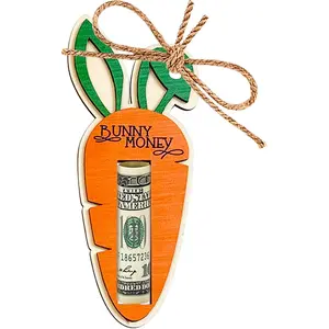 Easter Bunny Money Holder Carrot for Cash Gift Cards Holder Basket Tag Stuffers for Toddler Kids Teens Gifts for Baby Boy Girl Grandchildren Easter Basket Decorations (Orange)