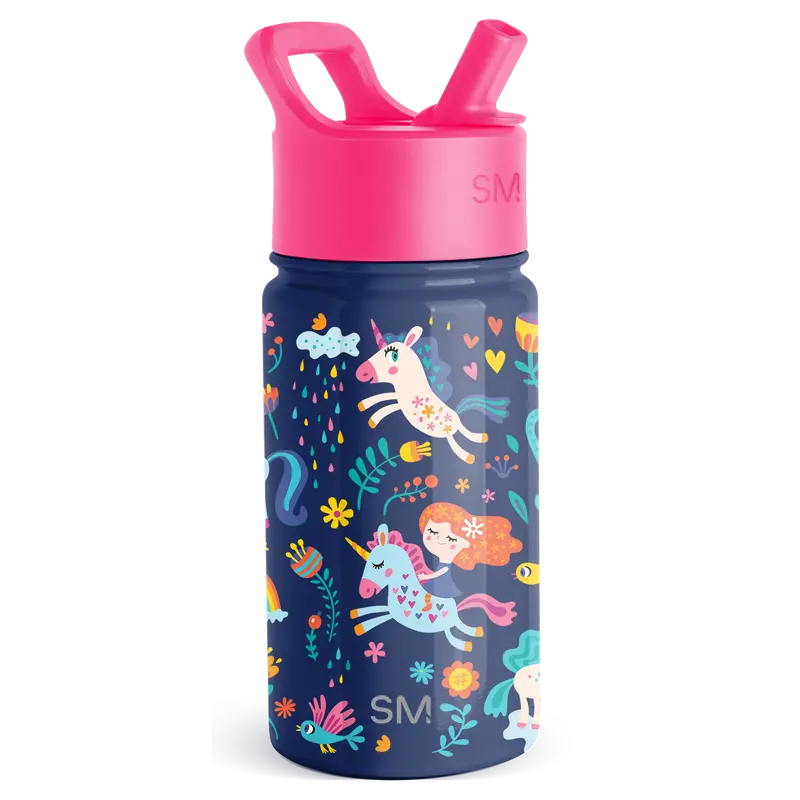 Summit 14oz Kids Water Bottle with Straw Lid - Vacuum Insulated, Reusable, Cupholder Friendly, Spill-Proof, BPA-Free