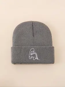 Dinosaur Embroidered Knit Hat for Babies & Toddlers, Warm Winter Beanie for Outdoor Activities, Casual Daily Commute Cap