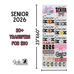 Senior 2026 | Dollar Deals DTF Transfer Gang Sheet For Graphic Tees