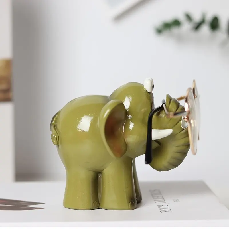 1pc Freestanding Elephant Glasses Storage Rack - 10.01cm Resin Desk Decor & Home Organizer, No Electricity Needed, Individual Pack, Ideal for Gift Buyers (New Year, Graduation)