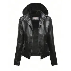 Women’s Leather Jacket Autumn/Winter Fleece-Lined Warm Coat Casual Fashion Style for Everyday Wear