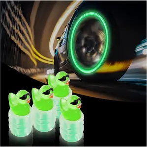 4PCS Sunglasses Duck Shaped Illuminated Tire Valve Stem Caps for Car, Glow in The Dark Valve Stem Caps, Fluorescent Tire Valve Caps Light Up, Universal Car Accessories for All Cars, Bikes