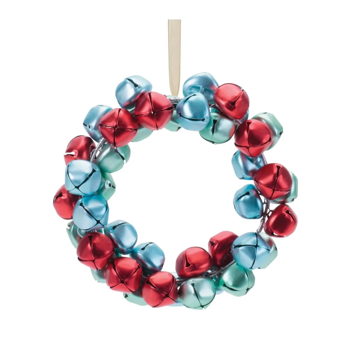 Melrose 95305DS 5.5 in. Metal Traditional Christmas Sleigh Bell Wreath Decoration, Red-Blue Bells Hanging Ornaments, Christmas Finds - Set of 12
