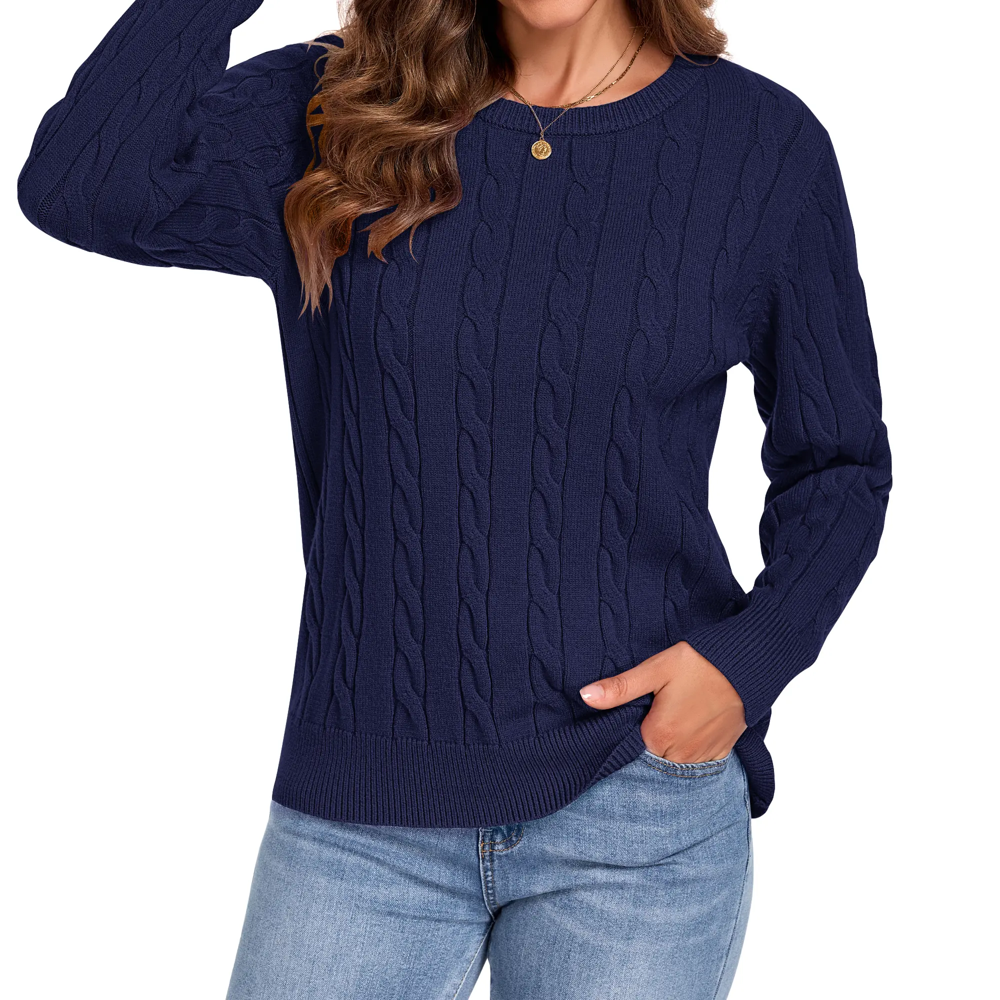 MOLERANI Women's Ribbed Cable Knit Sweaters – Soft Lightweight Classic Crew Neck Long Sleeve Pullover Jumper Tops, 2026 Womenswear Fashion Fall & Winter Outfits