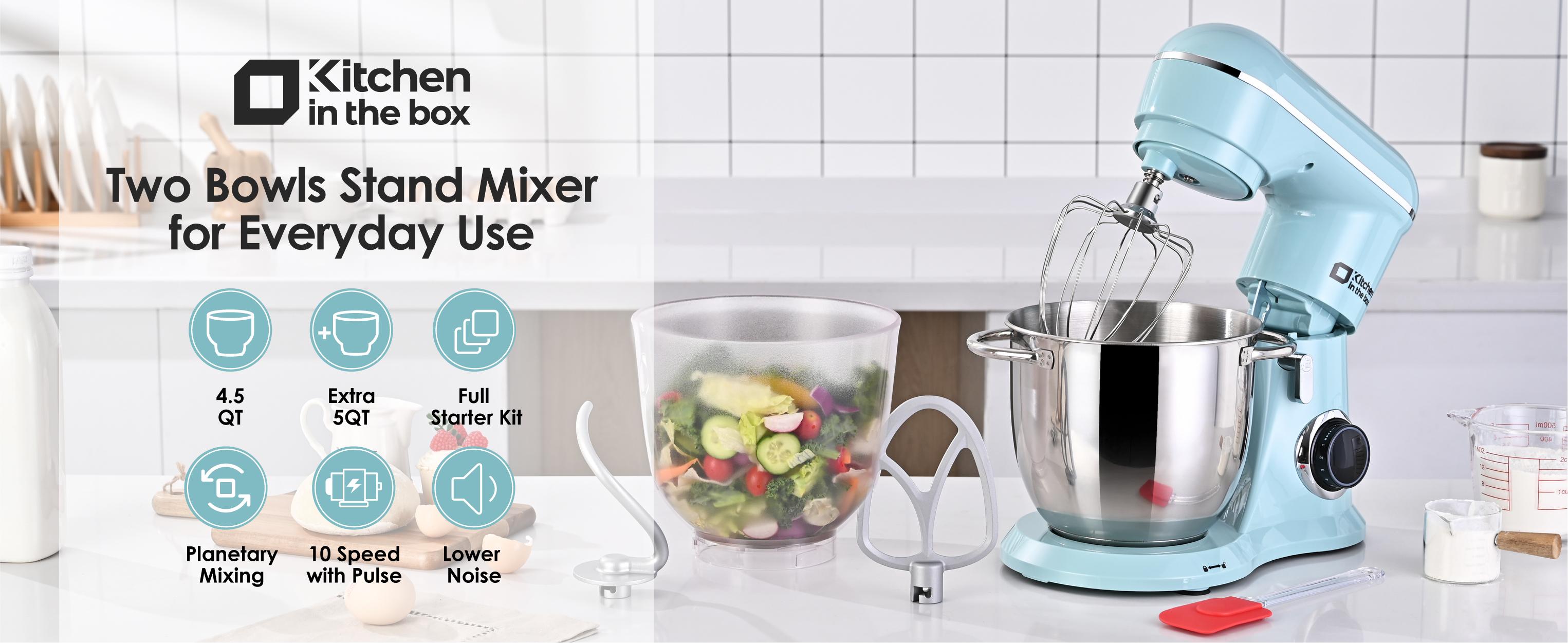 KITCHEN IN THE BOX Stand Mixer 4.5QT & 5QT | 10-Speed Electric Food Mixer for Baking & Cooking | Includes Whisk, Dough Hook & Beater | Durable & Powerful | Kitchenware & Home Appliances