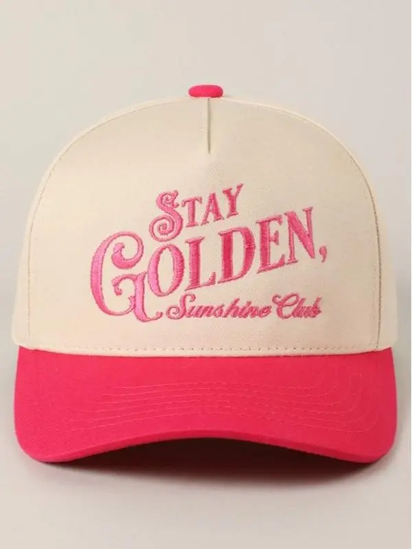 Stay Golden Sunshine Club Embroidered Trucker Hat Hot Pink