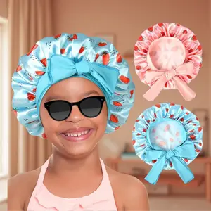 L-X09   2 PCS Baby Bonnet Set: Double Protection Silk Satin Sleeping Caps for Kids, Gently Secures Curly & Natural Hair for Infants & Toddlers - Prevents Frizz & Breakage