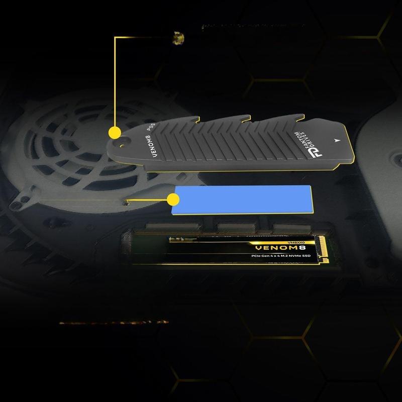 Fantom Drives - VENOM8 1TB 2TB 4TB 8TB NVMe Gen 4 M.2 Internal SSD - PS5 Memory Upgrade 3D NAND TLC – DDR4 DRAM Cache - 7400MB/s Solid State Drive w/ Heatsink (VM8X20-PS5)