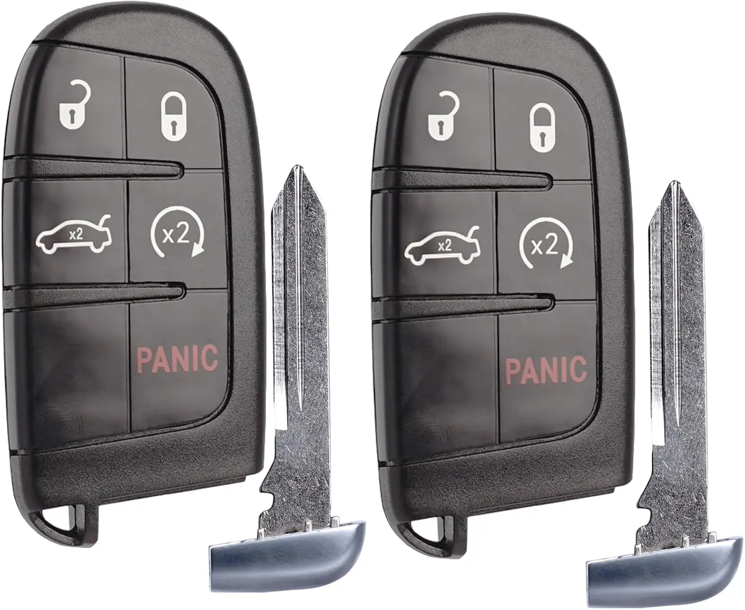 Car Key Fob Replacement Fits for Chrysler 300 Dodge Charger 2011-2018 Challenger Dart 2014-2016 Keyless Entry Remote Start Control Set Two M3N-40821302 56046777AB 56046759 AF 5026676