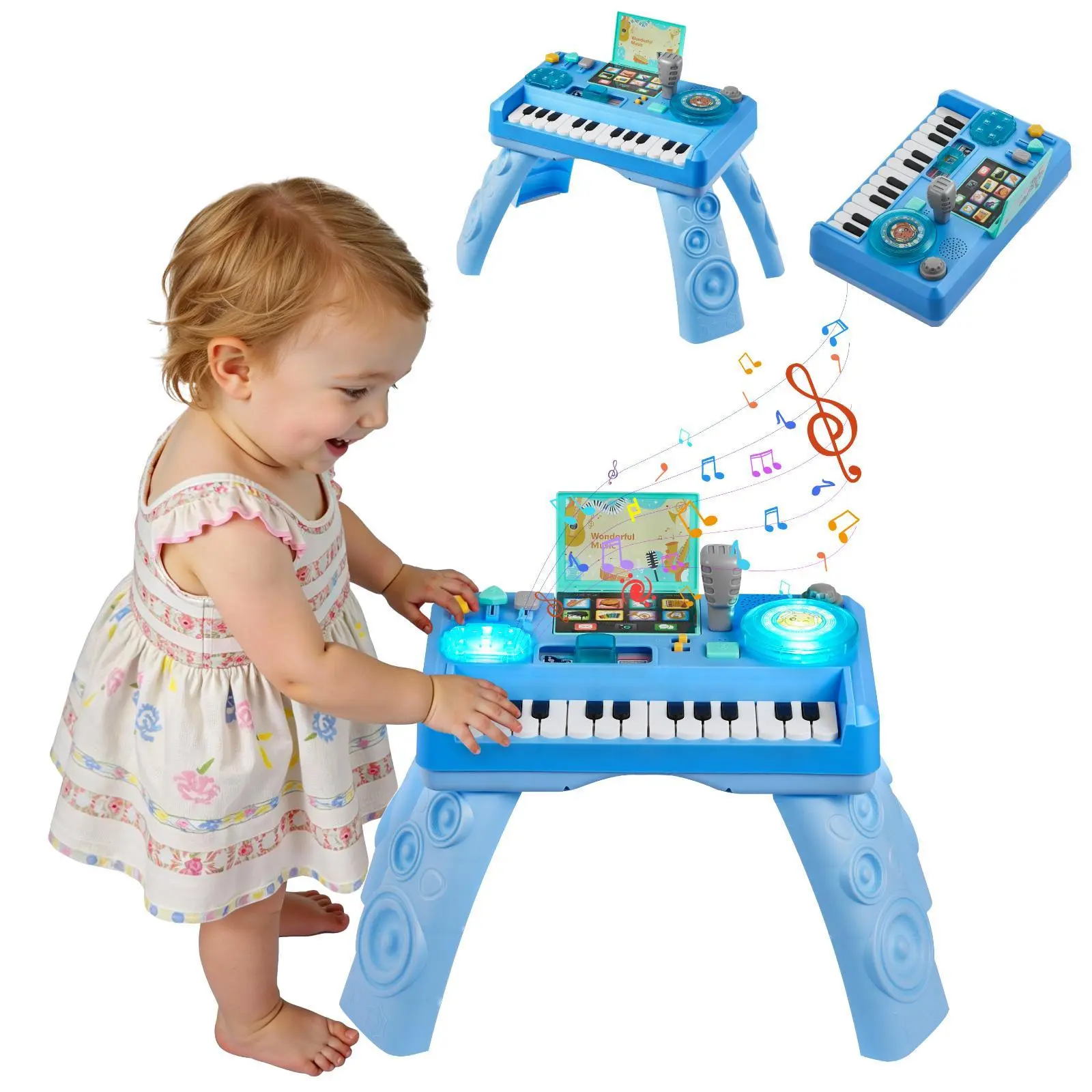 VEVOR Sensory Learning Baby DJ Playset Musical Light-Up Table, Unisex Toddler ABS Plastic Sound Machine for 6+ Months-3 Years, 133 Sound Sources, Record & Replay, LED DJ Turntable, Batteries-Included Sit-and-Play Gift#BacktoSchool